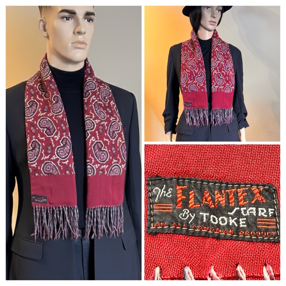 Vintage Red Paisley Fringe Scarf byTooke
